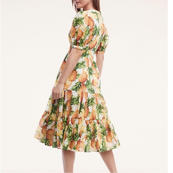 Brooks Brothers Pineapple Print Cotton Midi Dress Size 6 NEW - Picture 6 of 12